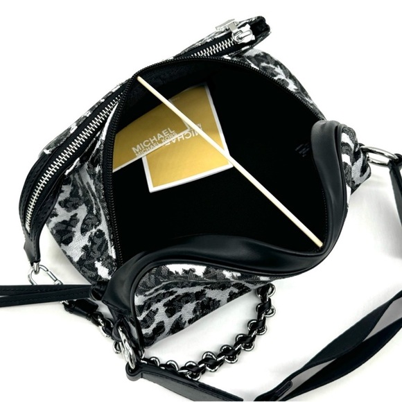 Michael Kors Medium Slater Sling Pack Chain Messenger Crossbody Bag Black Multi - Picture 7 of 11